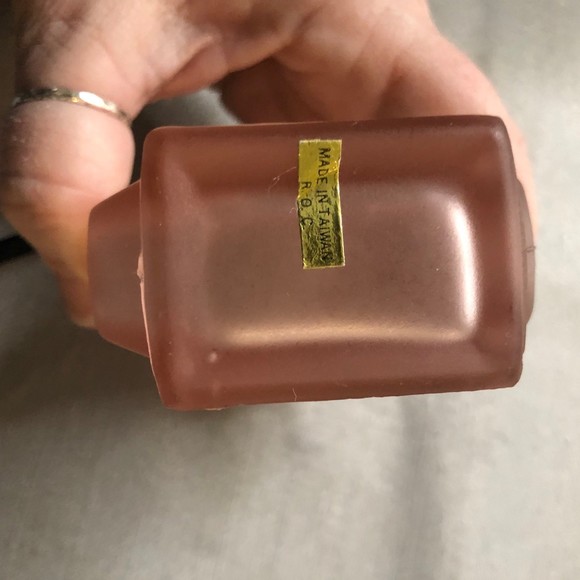 Vintage Pink Frosted Glass Purfume Bottle, Victorian Vanity, Barbie access, 5” - Picture 4 of 5